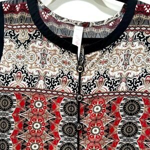Elegant Black and Red Patterned long Indian kurta top